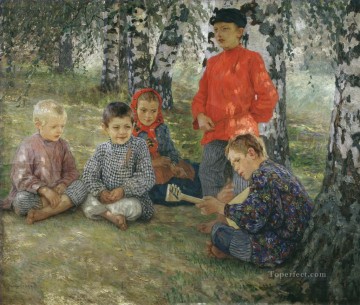Child Painting - virtuozo Nikolay Bogdanov Belsky kids child impressionism